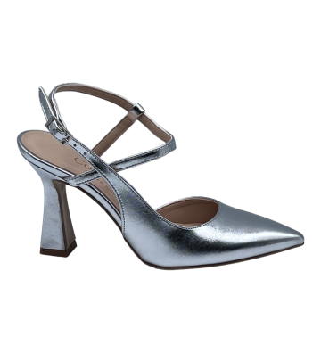 Slingback argento con tacco...