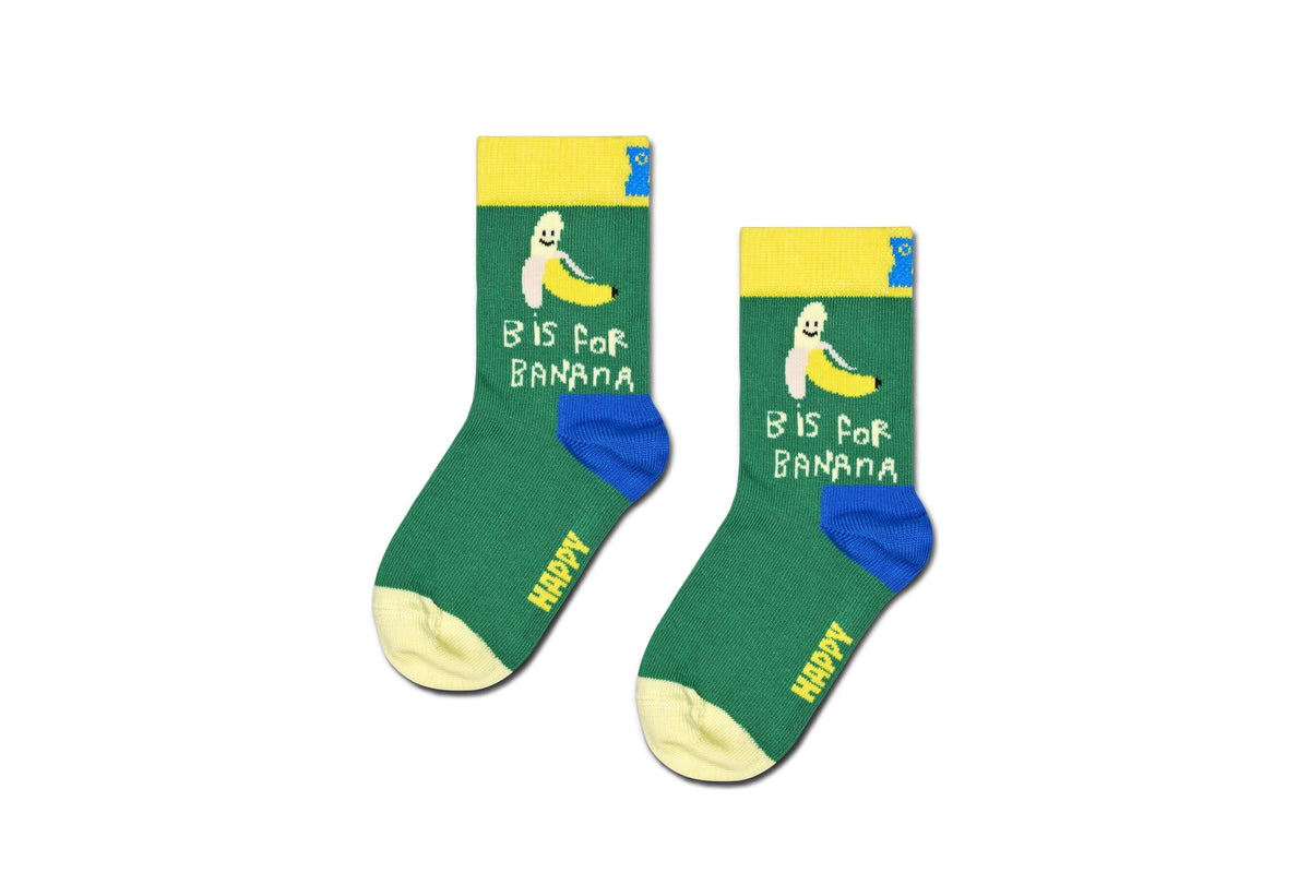 Calzini Happy Socks verdi e gialli per bambini con banana