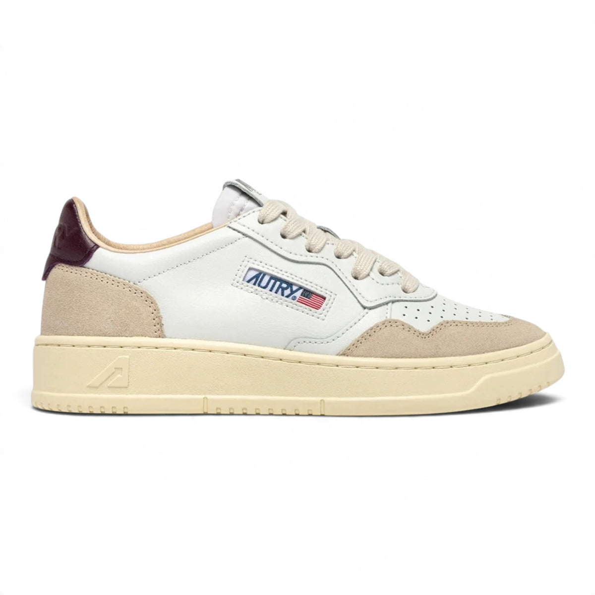SNEAKERS MEDALIST LOW IN SUEDE E PELLE BIANCA E FIG