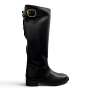 Stivale tacco 3.5cm nero con fibbia oro