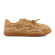 Cow suede sneaker double lace