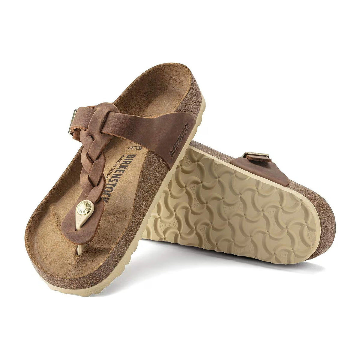 Sandali Bassi Birkenstock Gizeh Braided Cognac, Oiled Leather – foto 3