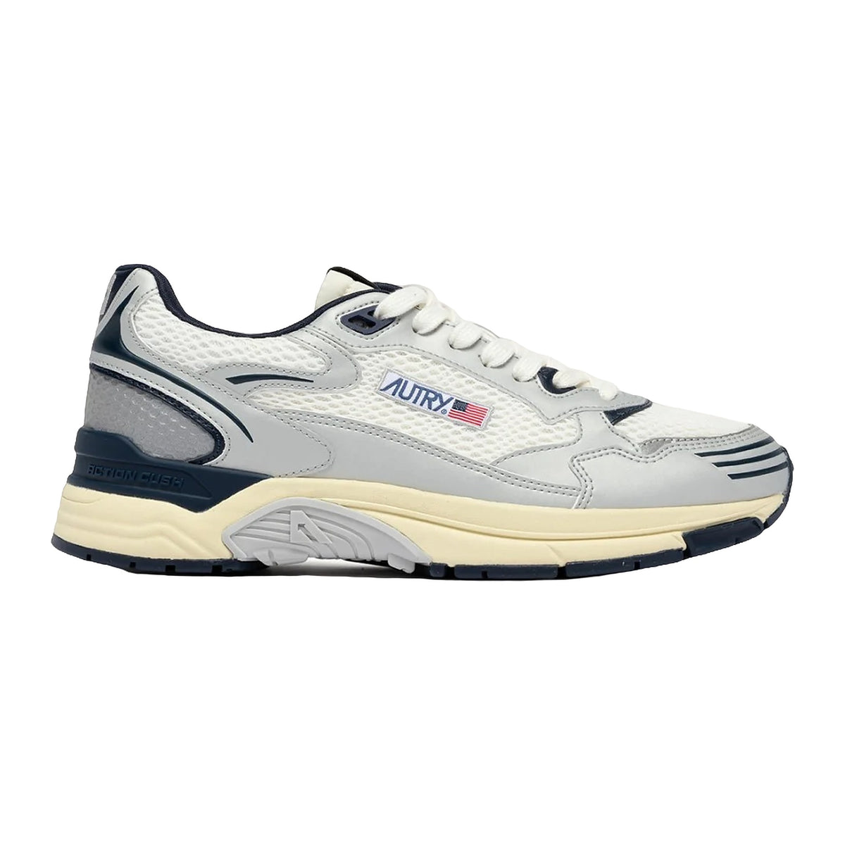Sneakers Autry Hyperway in pelle sintetica e mesh bianco argento e space