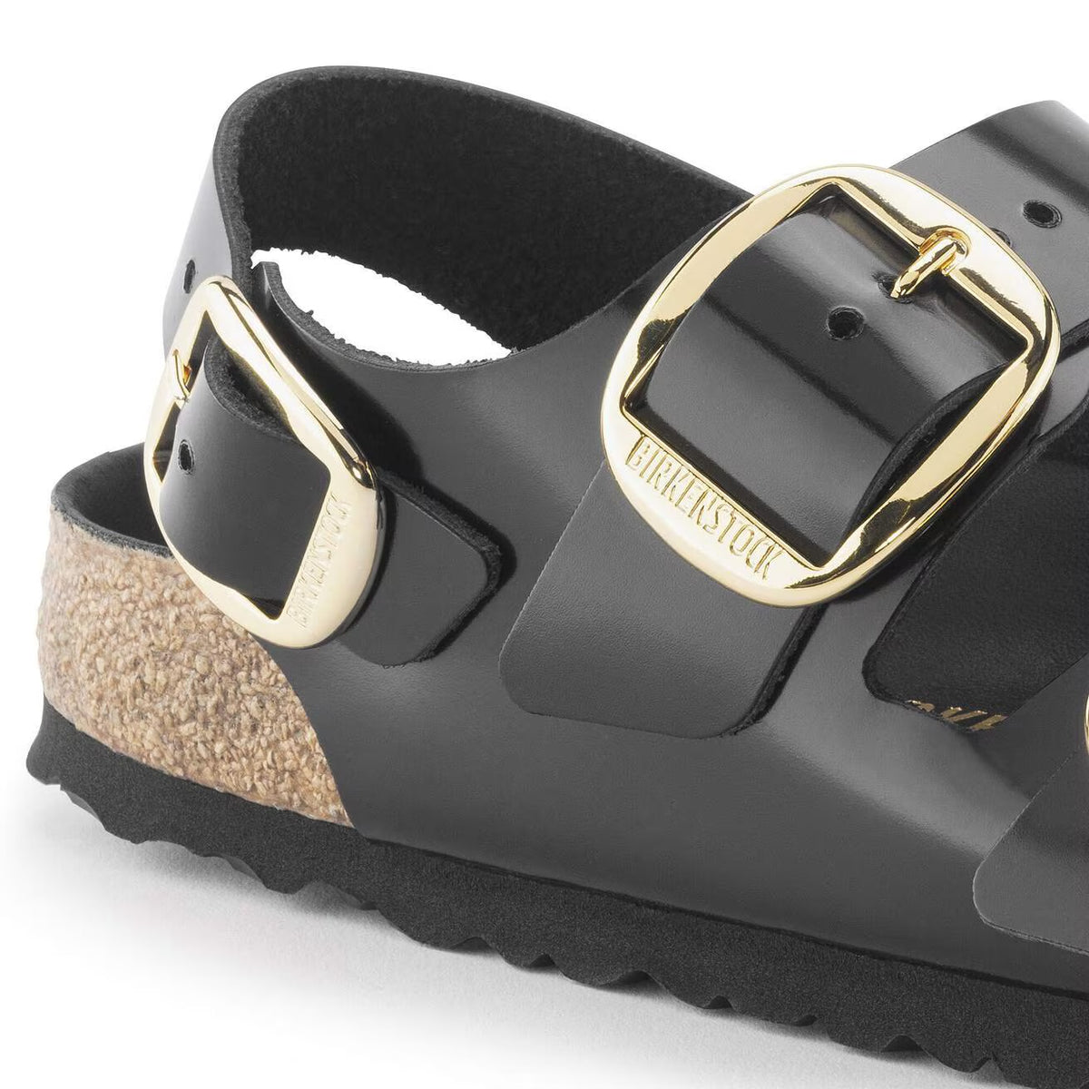 Sandali Bassi Birkenstock Milano Big Buckle Shine Black, Natural Leather – foto 4