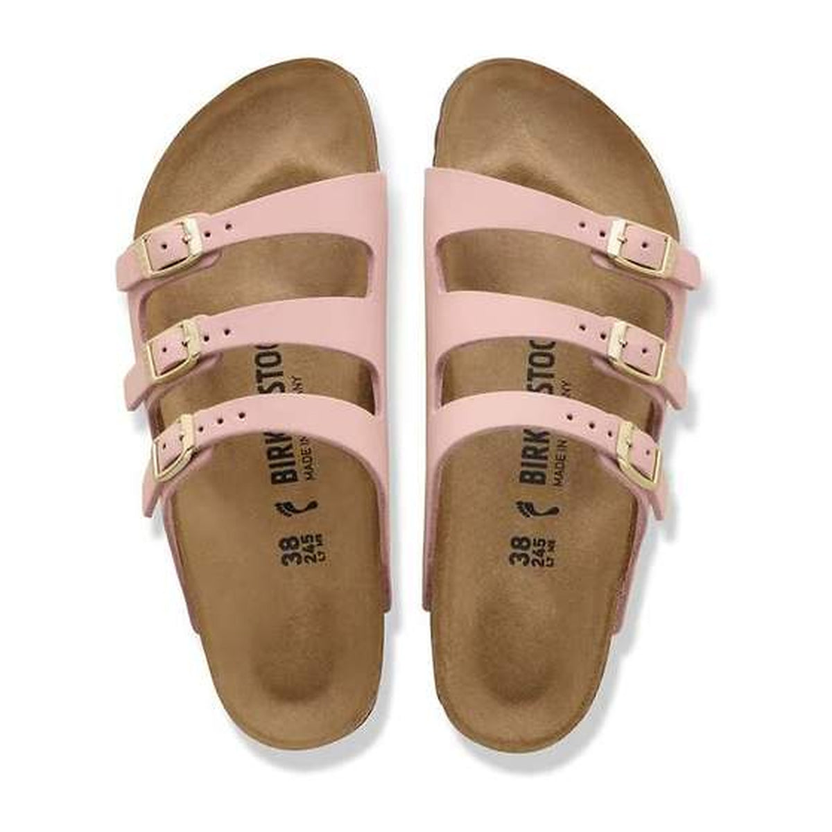 Sandali Bassi Birkenstock Florida Soft Pink, Nubuck Leather, vista 3
