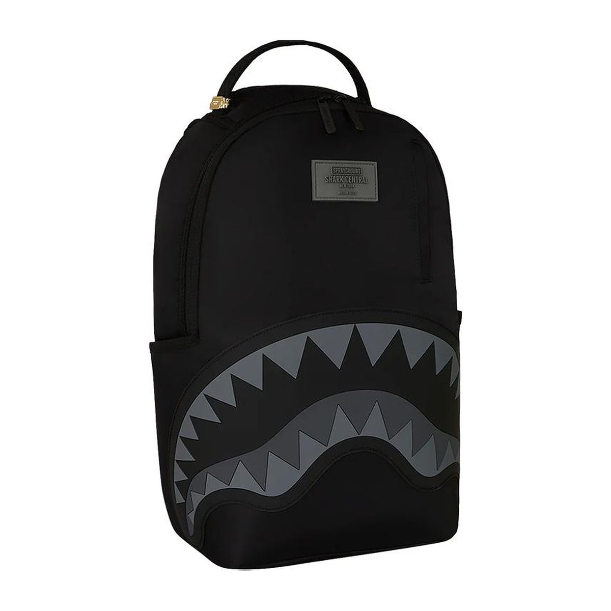Zaini Sprayground Shark Central Black Nylon Gray Embossed Backpack, vista 2