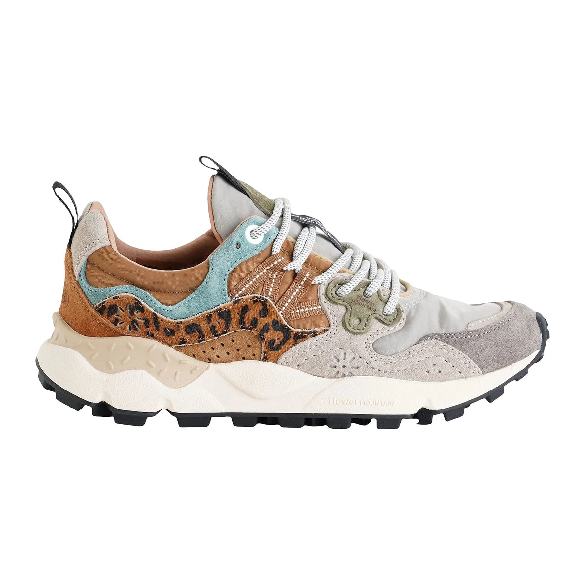 Flower Mountain Sneakers In Suede E Nylon Taupe, Beige E Copper