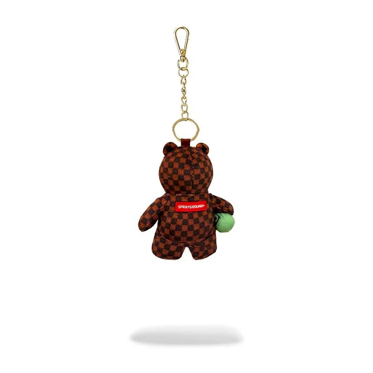 Pochette Sprayground Sip WTF Bubbly Brown Check Bear keychain, vista 2