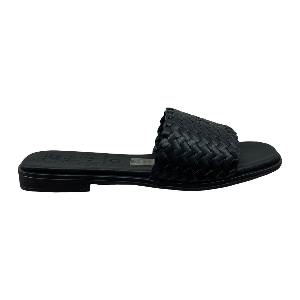 Sandali Bassi Ciabattina In Vitello Intreccio Nero