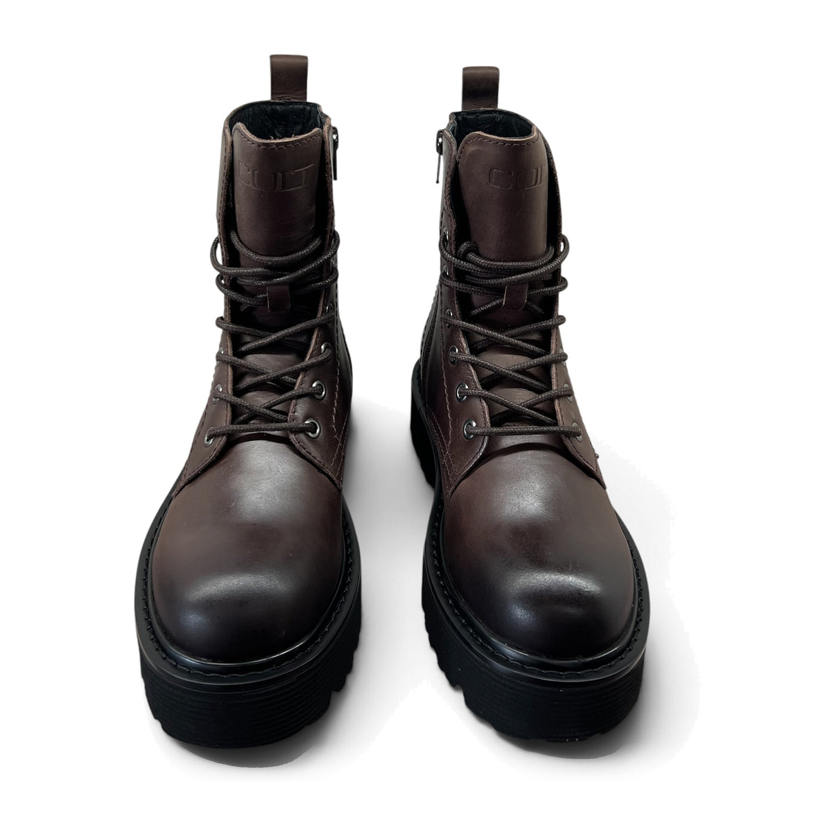 Anfibi Cult Donna In Pelle Marrone Con Suola Chunky – foto 4