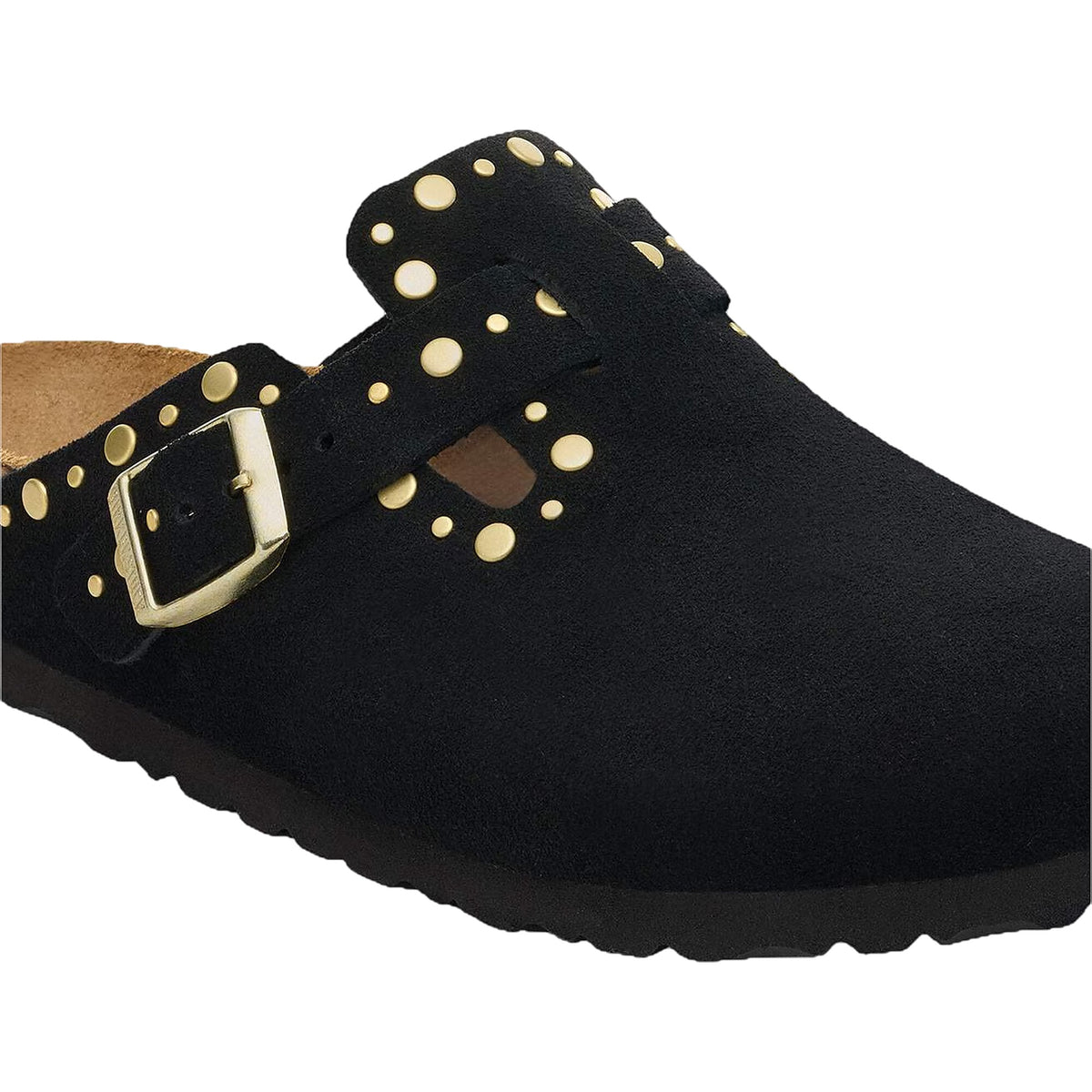 Sandali Bassi Birkenstock Boston Rivet Black, Suede Leather – foto 4