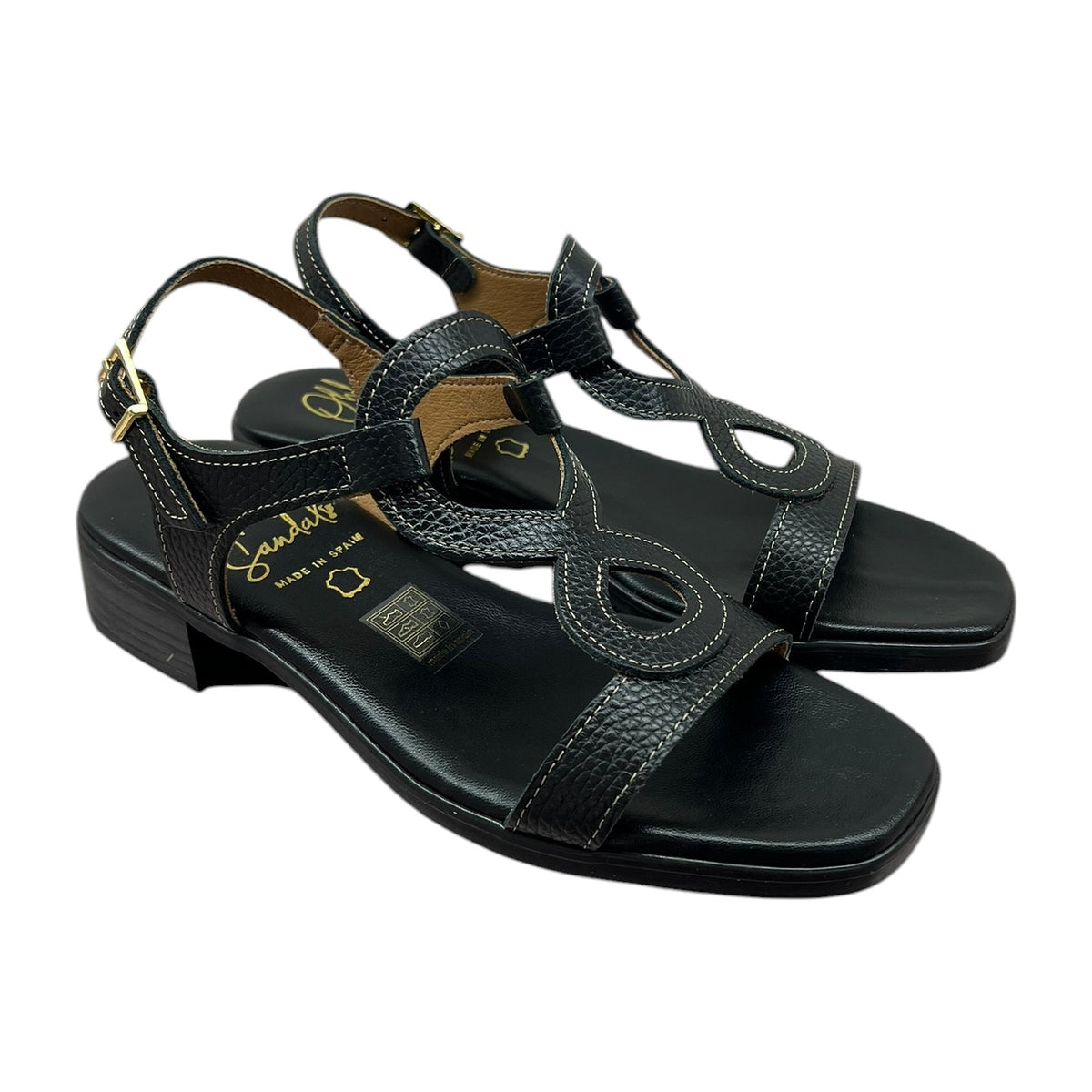 Sandali In Vitello Nero - Tacco 20, vista 2