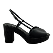 Sandali Gianmarco Sorelli Zeppa 9cm In Pelle Nera E Rafia