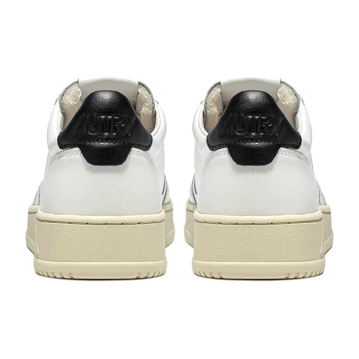 Sneakers Autry Medalist Low in pelle bianca e nera, vista 3
