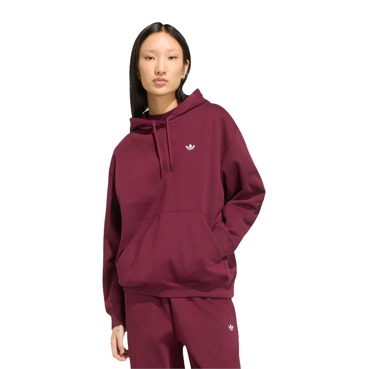 Felpe Adidas con cappuccio in tessuto felpato Essentials oversize, vista 3