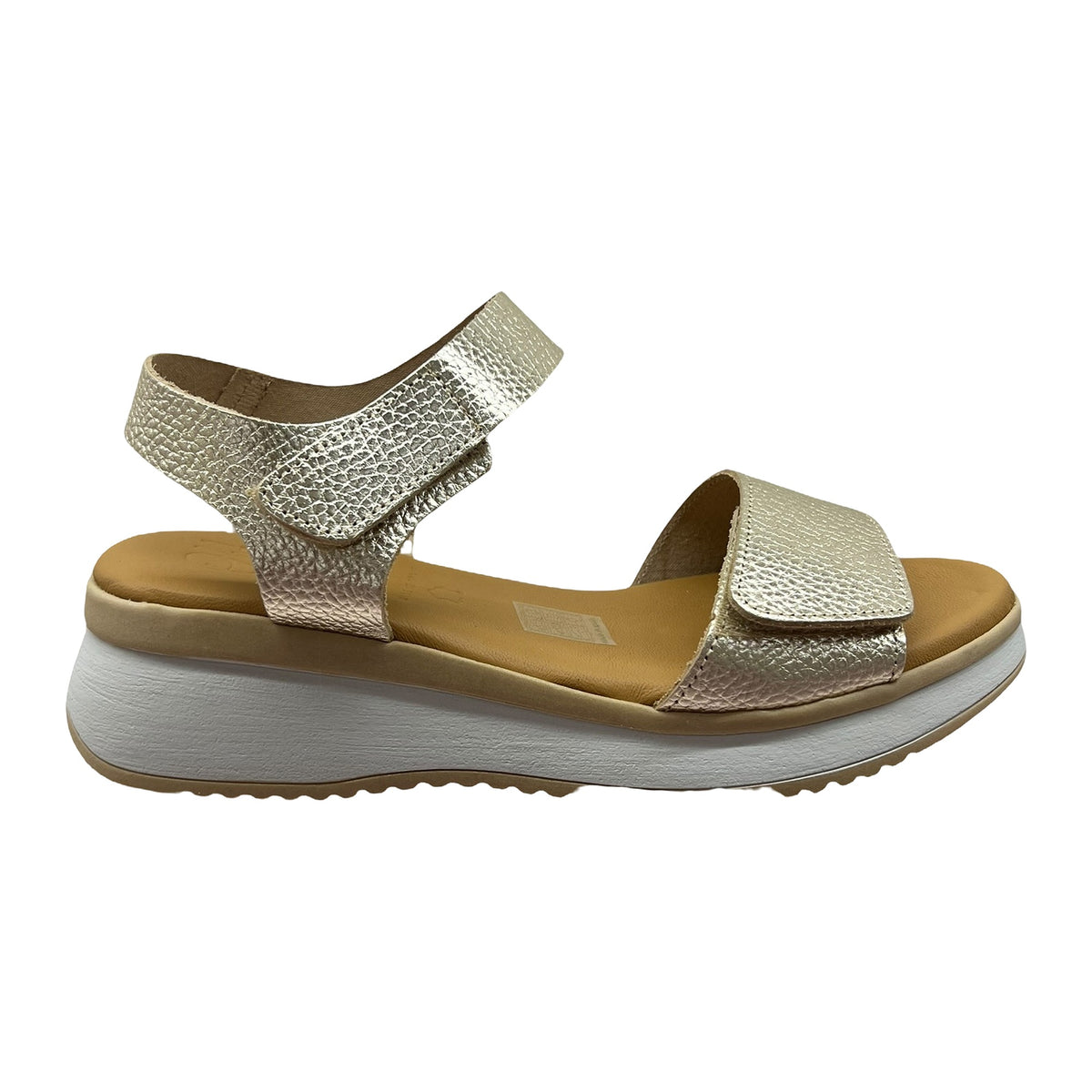 Sandali In Vitello Oro/Platino - Zeppa 30