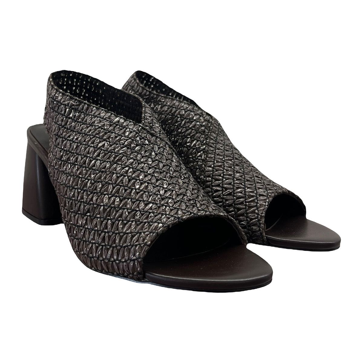 Sandali Jeannot Spuntato In Rafia Testa Di Moro Tacco 7.5cm, vista 2
