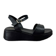 Sandali Zeppa 4cm In Pelle Nero