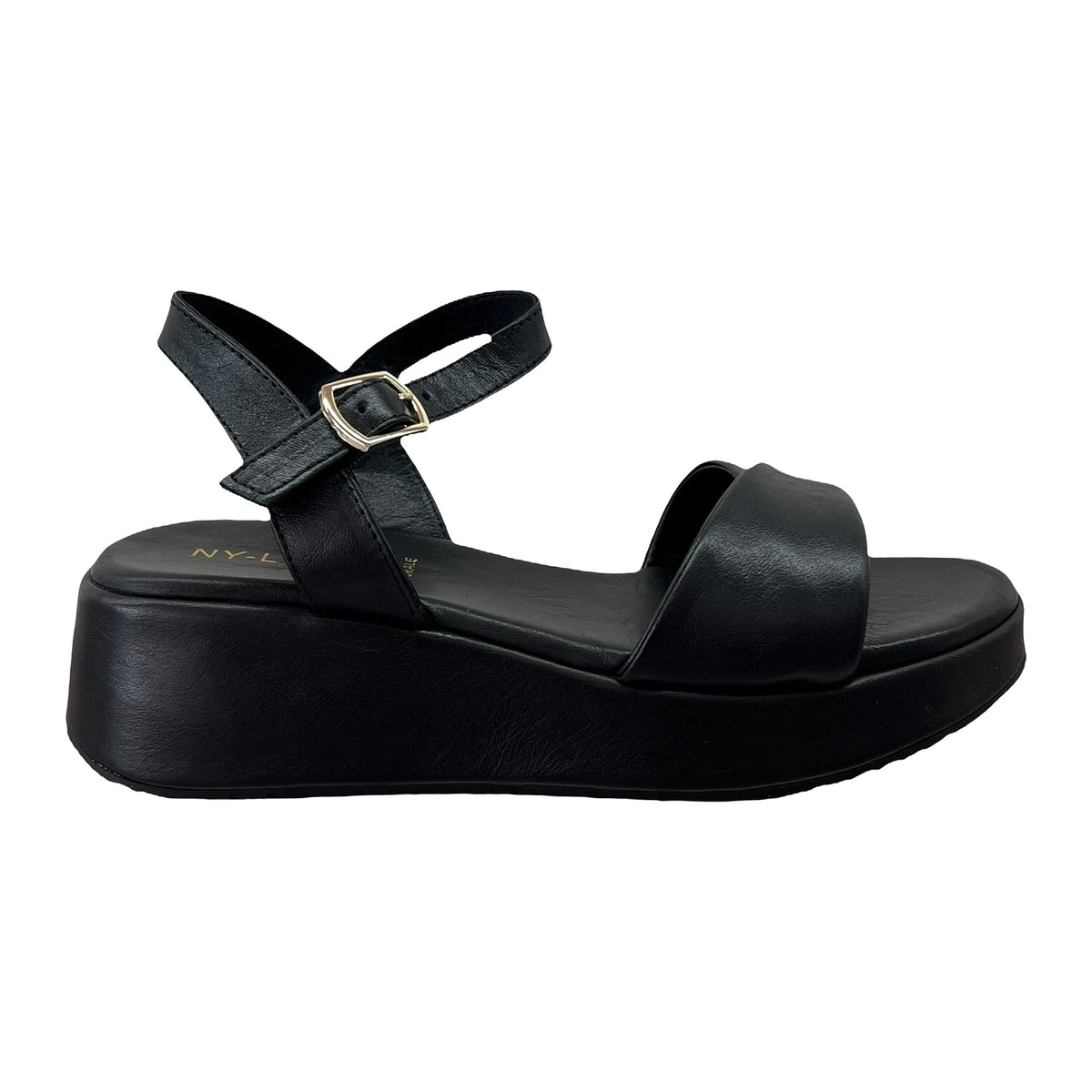 Sandali Zeppa 4cm In Pelle Nero