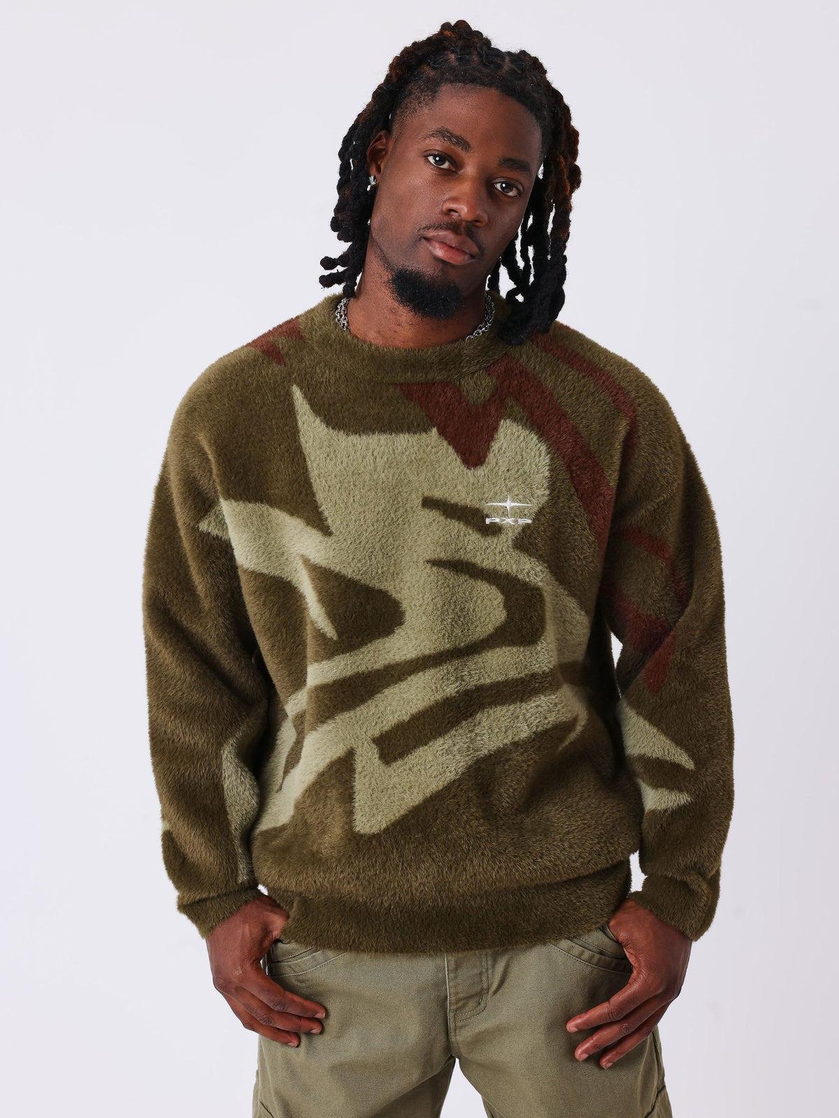 Maglione girocollo in mohair animalier