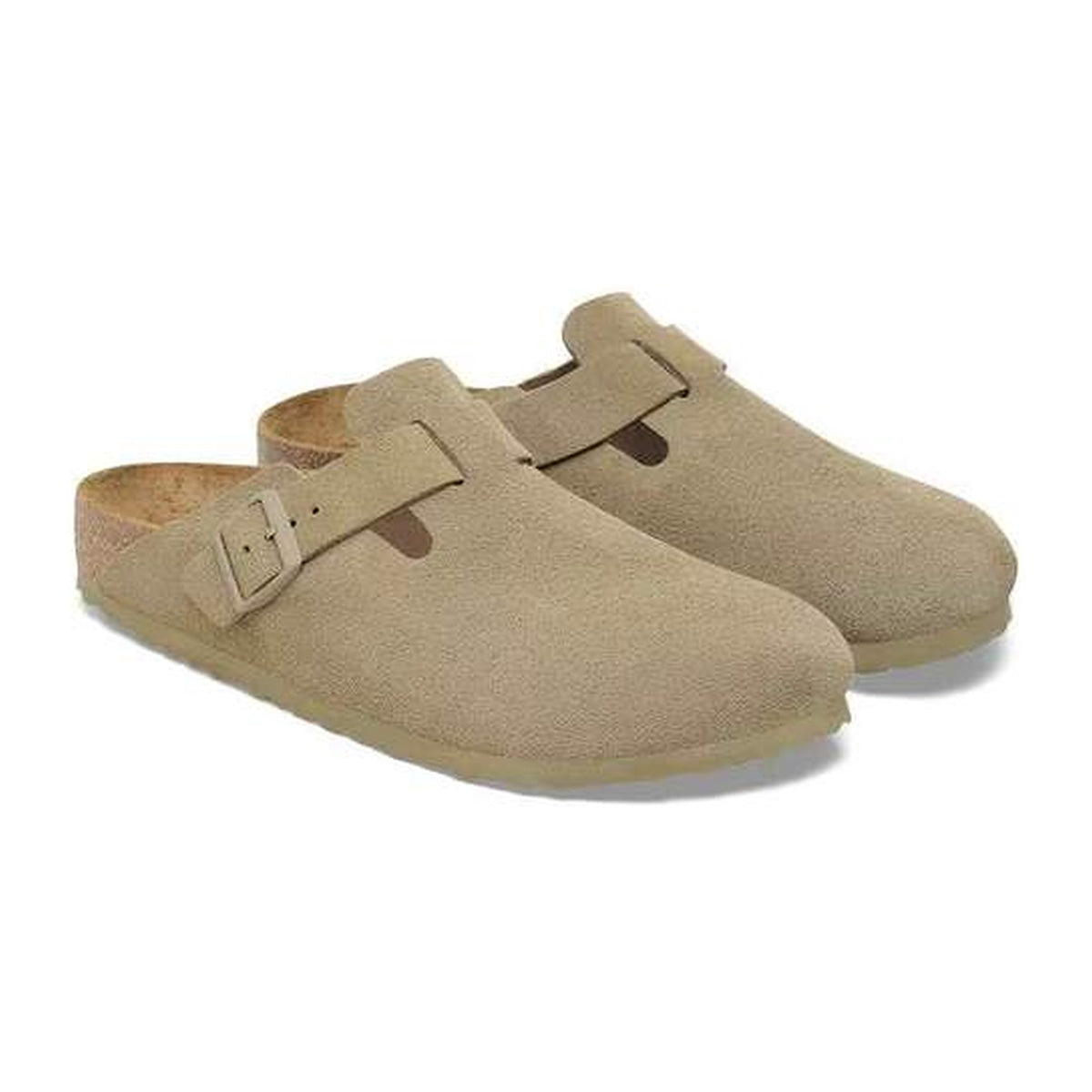 Sandali Birkenstock Boston Faded Khaki, Suede Leather, vista 2
