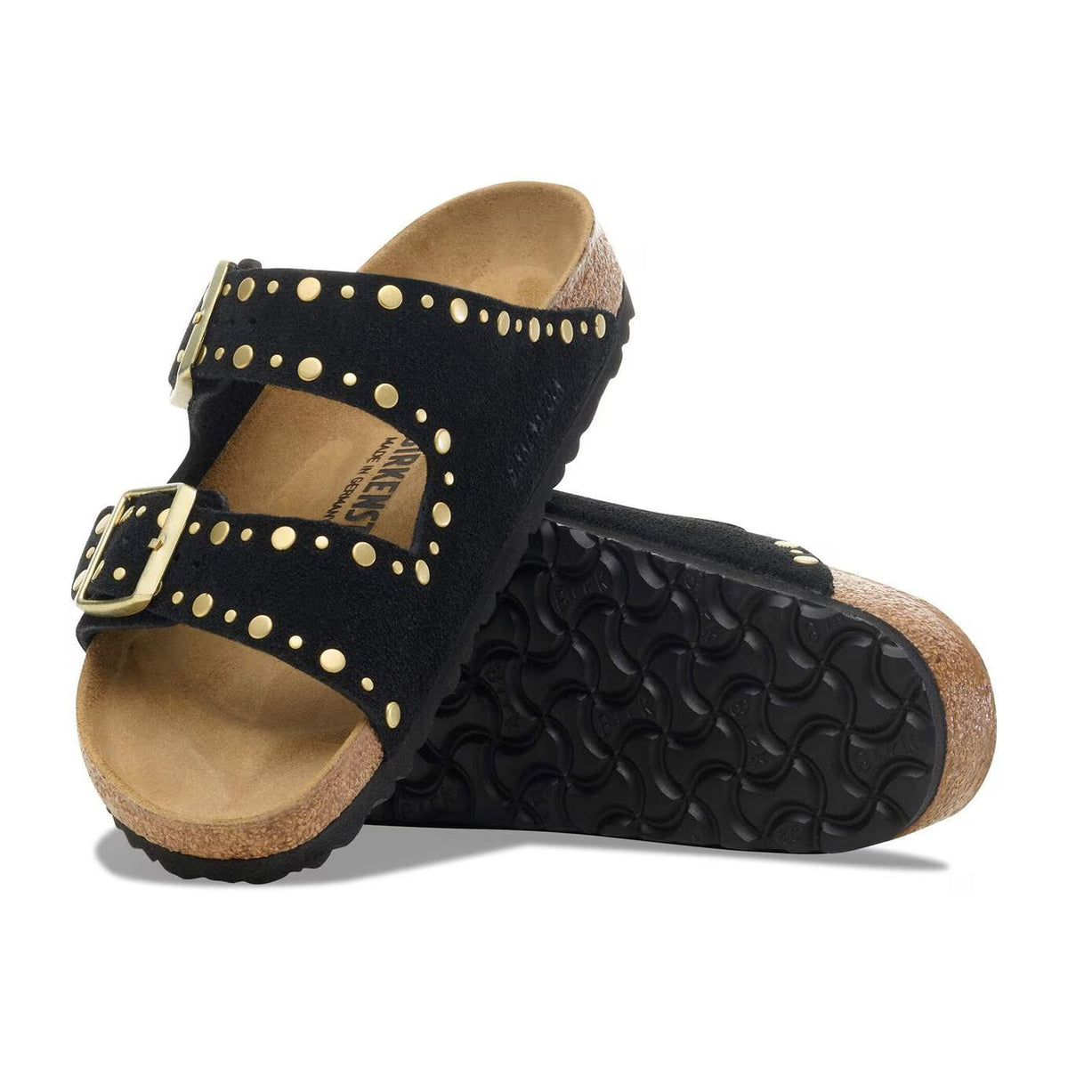 Sandali Bassi Birkenstock Arizona Rivet Black, Suede Leather – foto 3