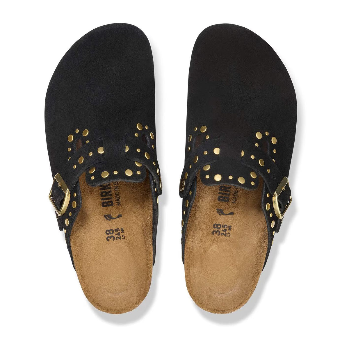 Sandali Bassi Birkenstock Boston Rivet Black, Suede Leather – foto 2