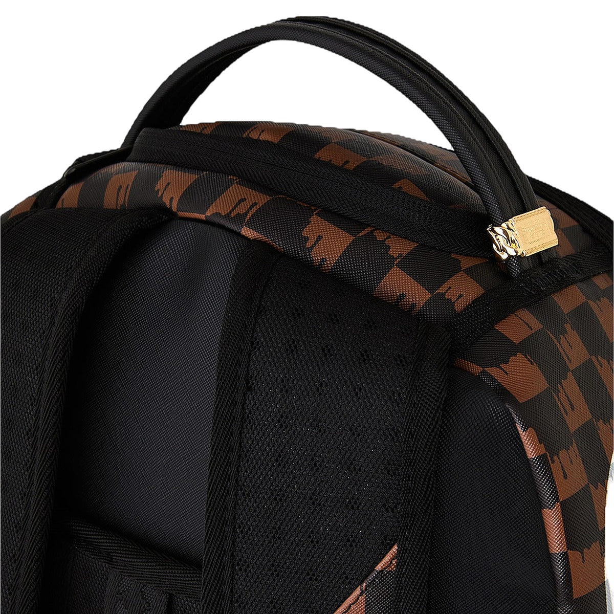 Zaini Sprayground Brown AND Cream Drip Check Shark Backpack, vista 5