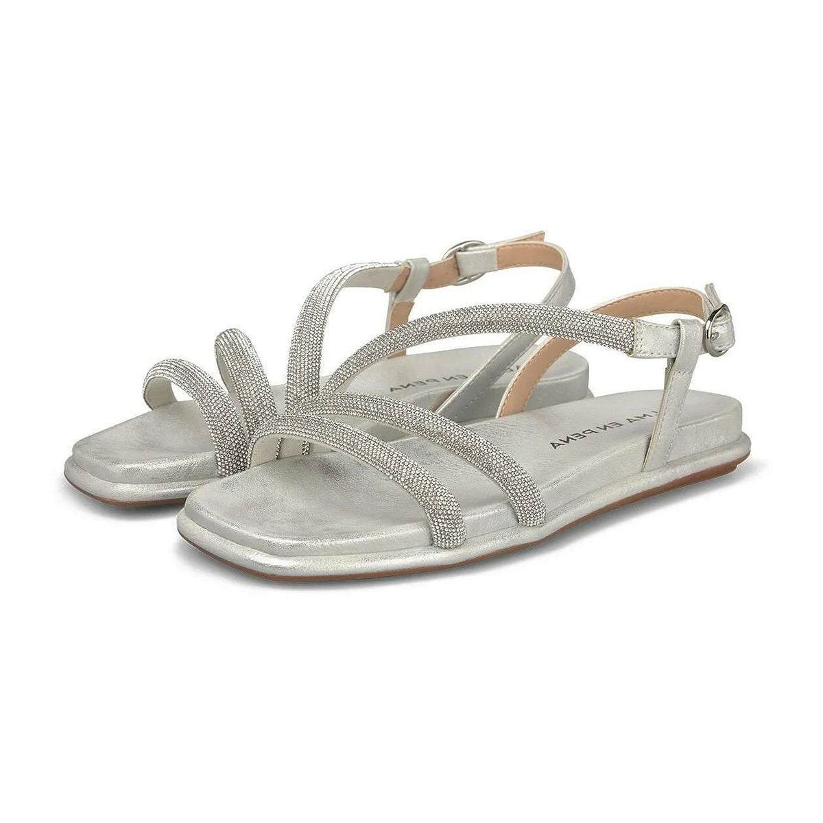 Sandali Bassi Alma en Pena Fussbett In Pelle Con Strass Argento, vista 3