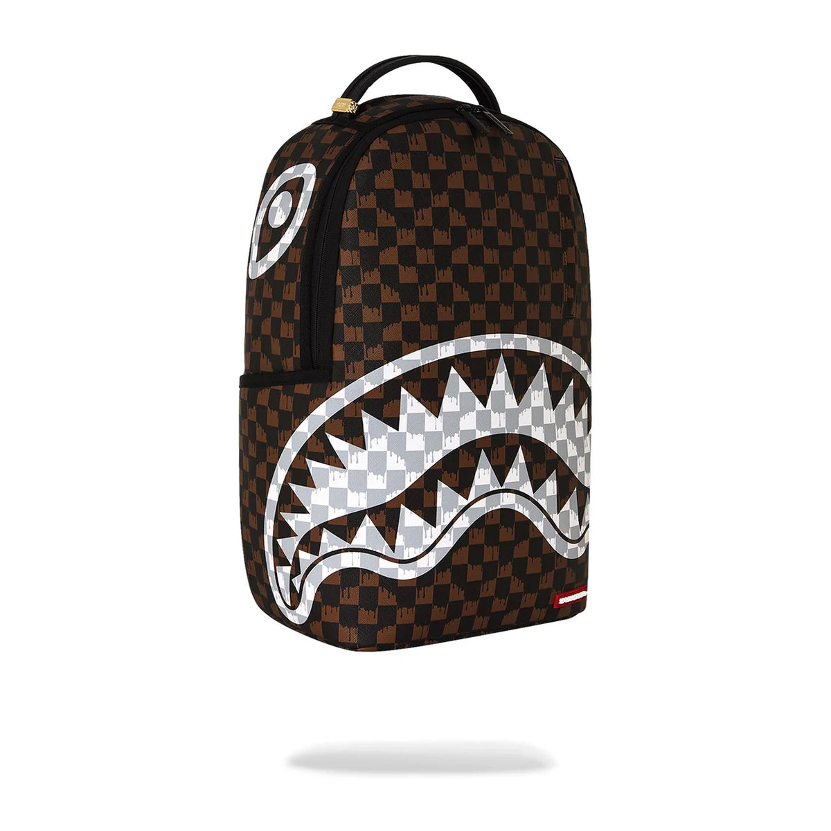 Zaini Sprayground Brown AND Cream Drip Check Shark Backpack, vista 2