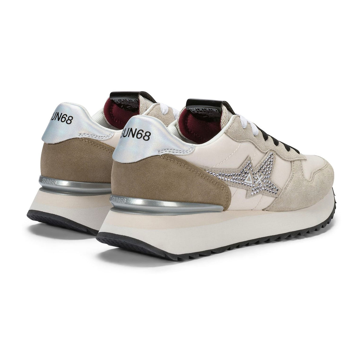 Sneakers Sun68 Stargirl Strass Logo Bianco Panna, vista 2