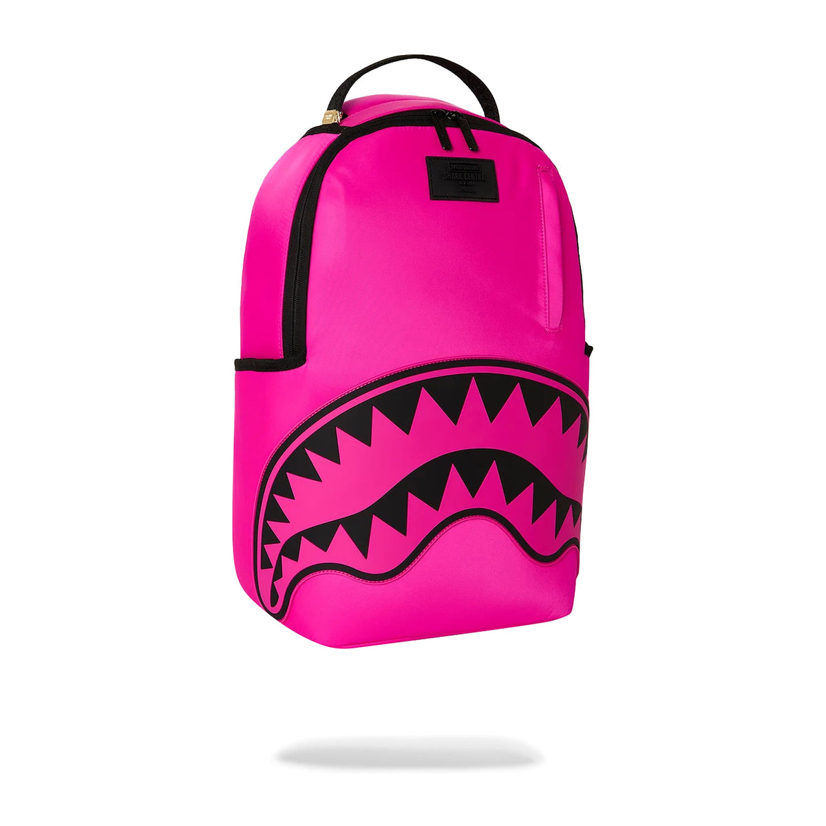 Zaini Sprayground Shark Central White Stencil Pink Nylon backpack, vista 2