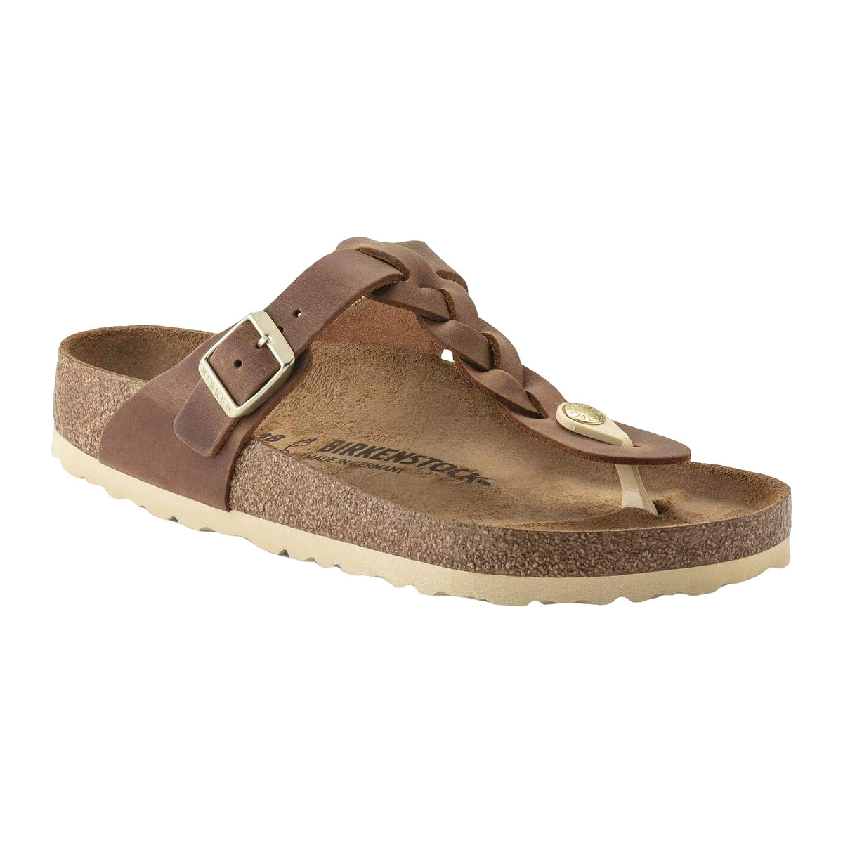 Sandali Bassi Birkenstock Gizeh Braided Cognac, Oiled Leather