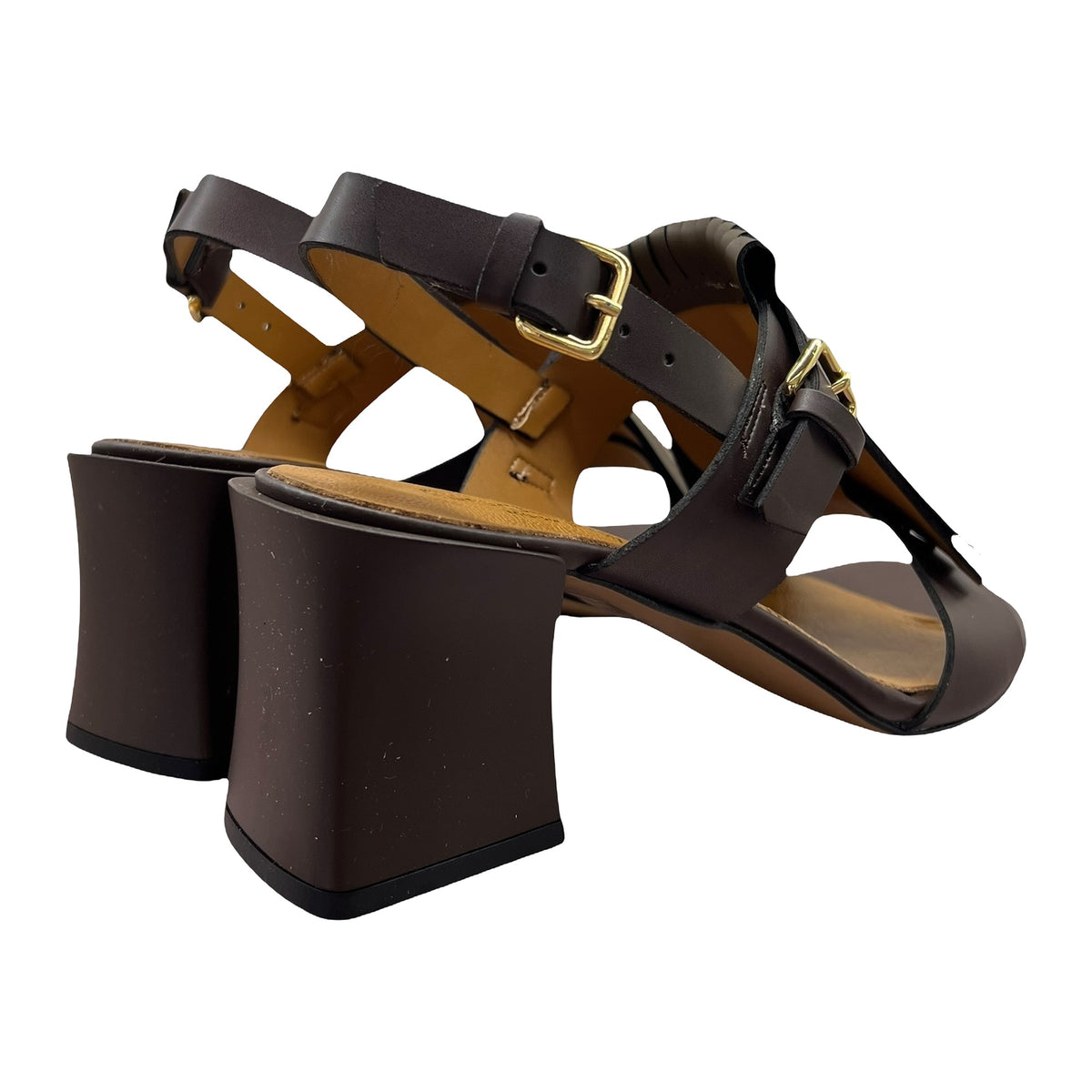 Sandali Codic&20 Marrone Tacco 6cm Con Frange, vista 3