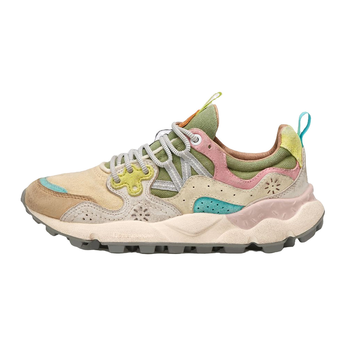 Sneakers Flower Mountain In Suede E Tessuto - Beige-bianco Avorio