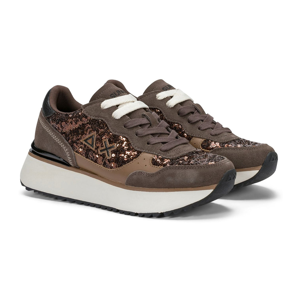 Sneakers Sun68 BIG Ally Sequin Marrone, vista 2