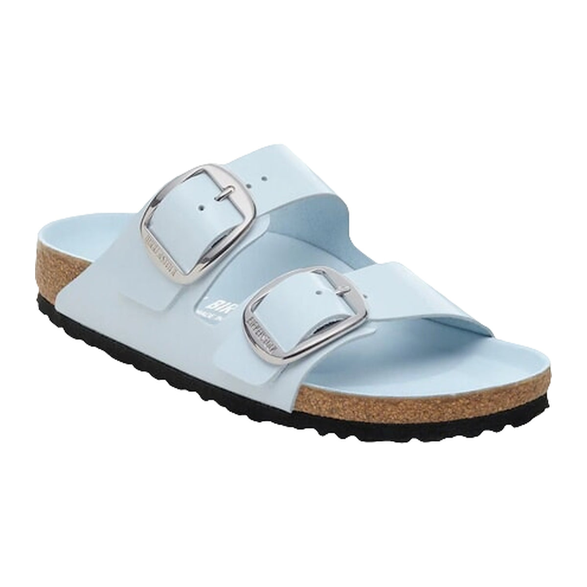 Sandali Bassi Birkenstock Arizona Big Buckle Shine Blue, Natural Leather