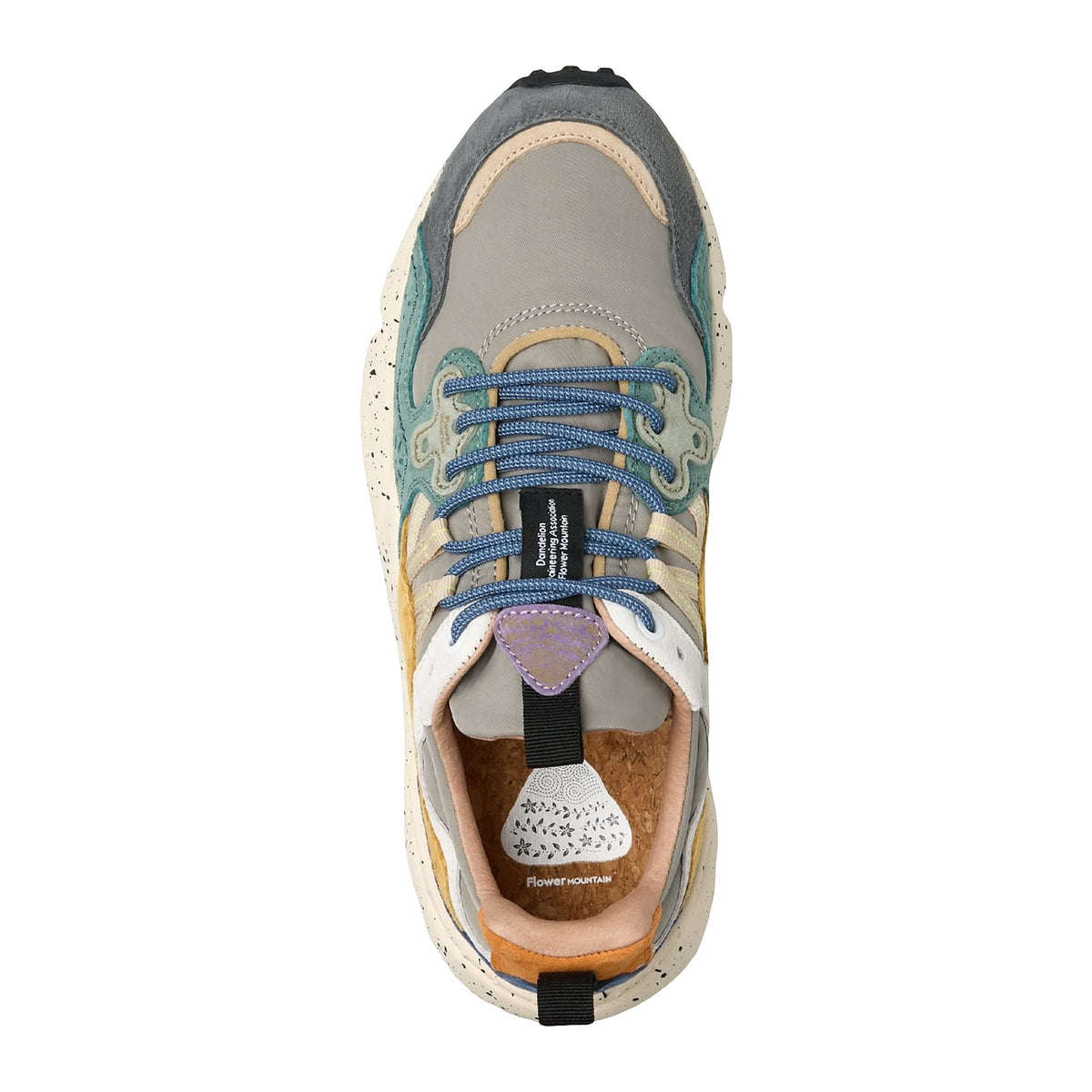 Sneakers Flower Mountain In Suede E Tessuto Tecnico - Grigio-verde Petrolio, vista 2