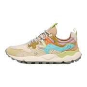 Sneakers Flower Mountain In Suede E Tessuto Tecnico - Bianco Latte-celeste
