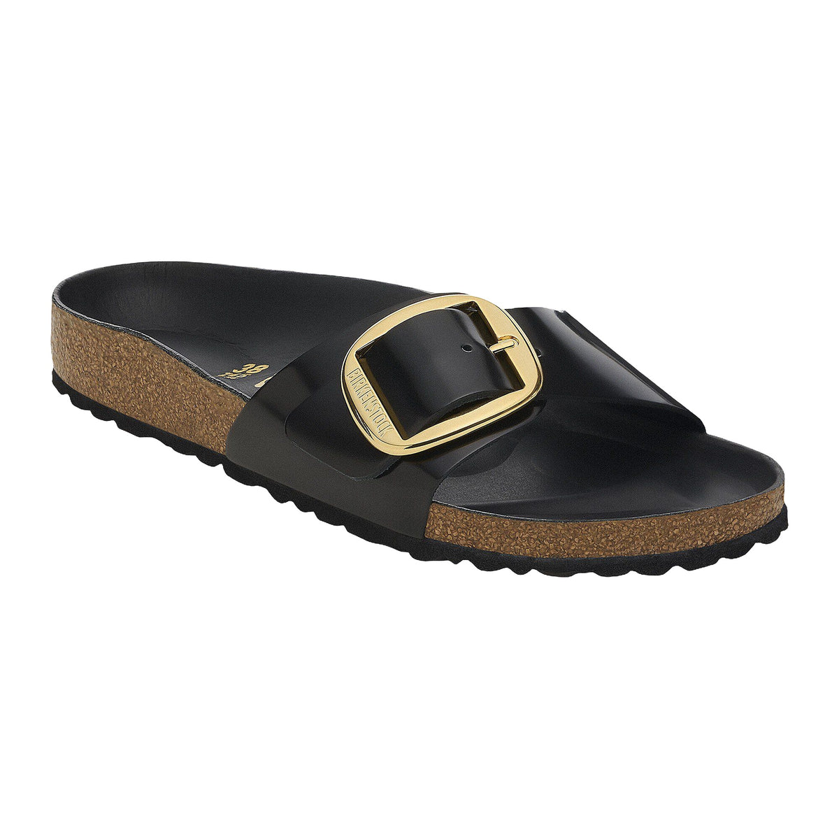 Sandali Bassi Birkenstock Madrid Big Buckle HEX Shine Black, Natural Leather