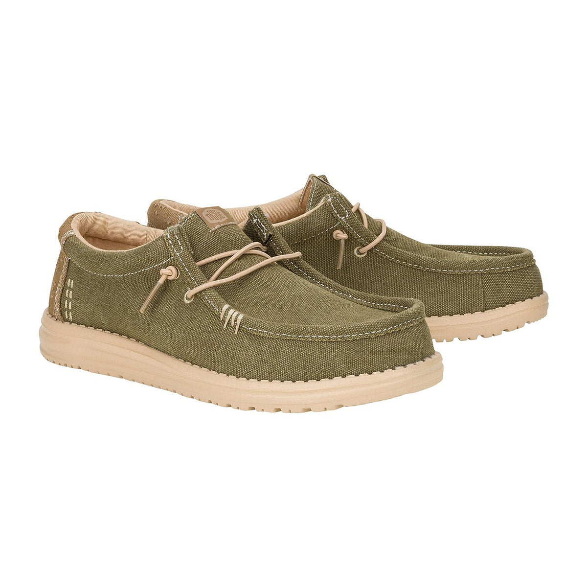 Mocassini Hey Dude Wally Workwear Dusky Green/Irish Cream, vista 2