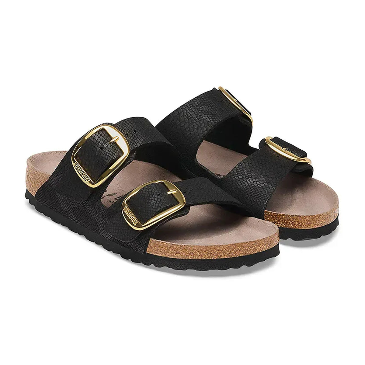 Sandali Bassi Birkenstock Arizona Big Buckle Python Black, Synthetics, vista 3