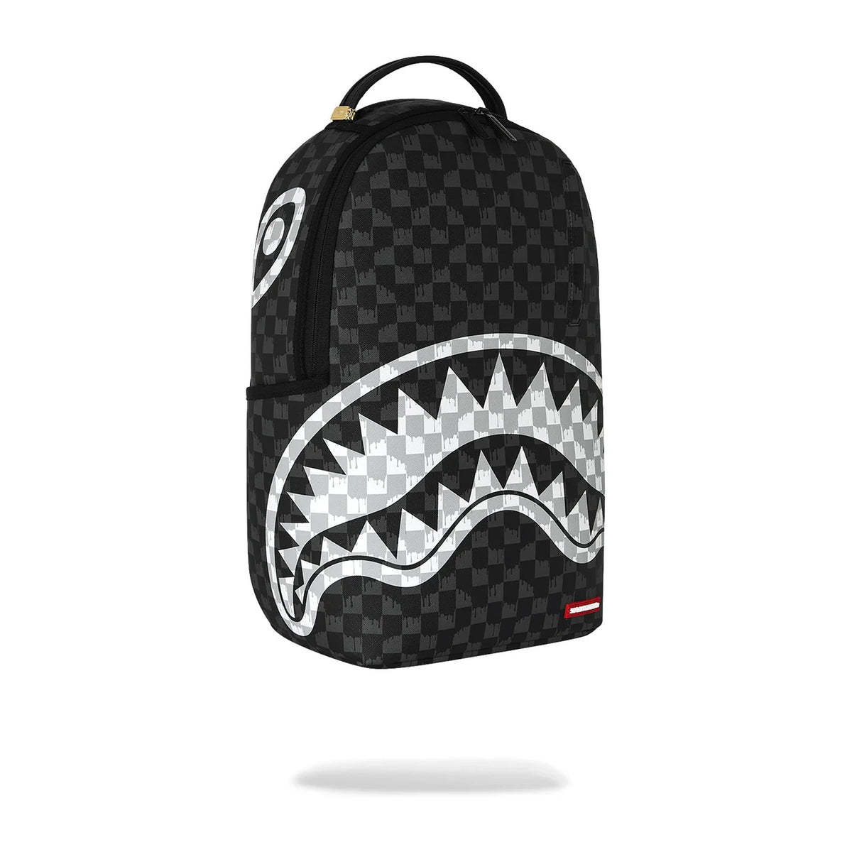 Zaini Sprayground Black AND White Drip Check Shark Backpack, vista 2