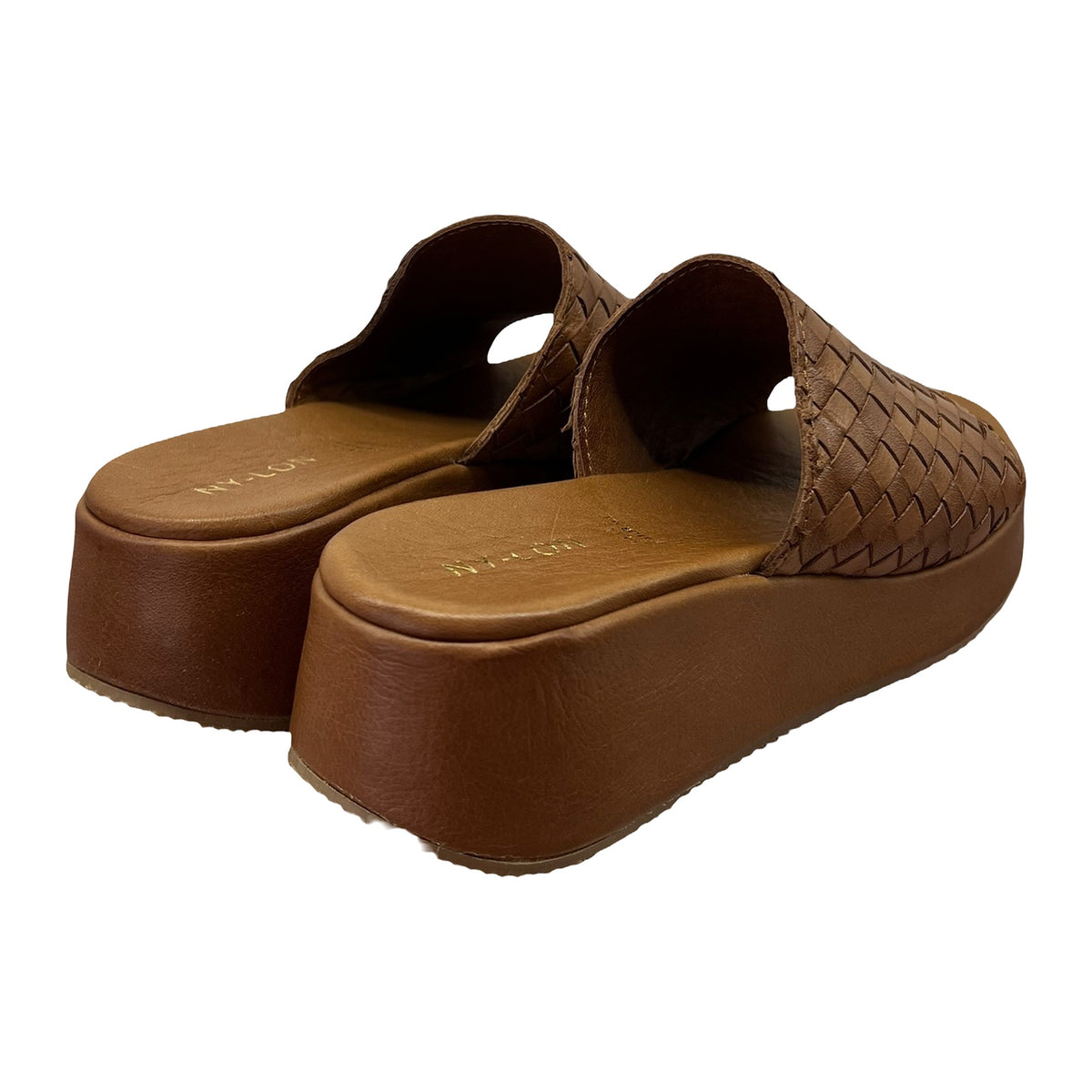 Sandali Zeppa 3.5cm Intreccio Pelle Cuoio, vista 3