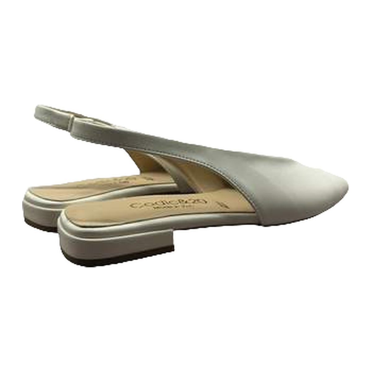 Ballerine e Mocassini Codic&20 Slingback Flat In Pelle Burro, vista 3