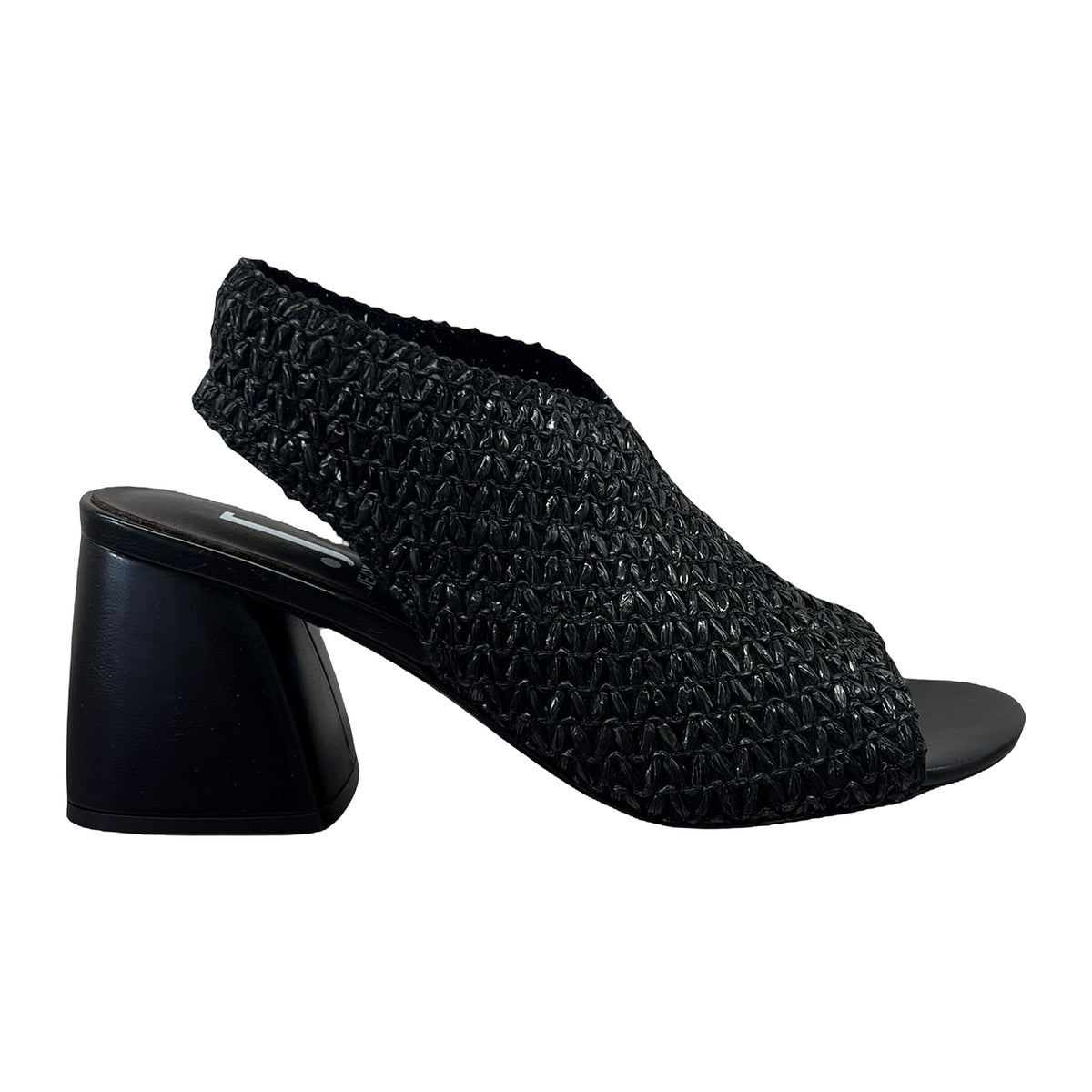 Sandali Jeannot Spuntato In Rafia Nero Tacco 7.5cm