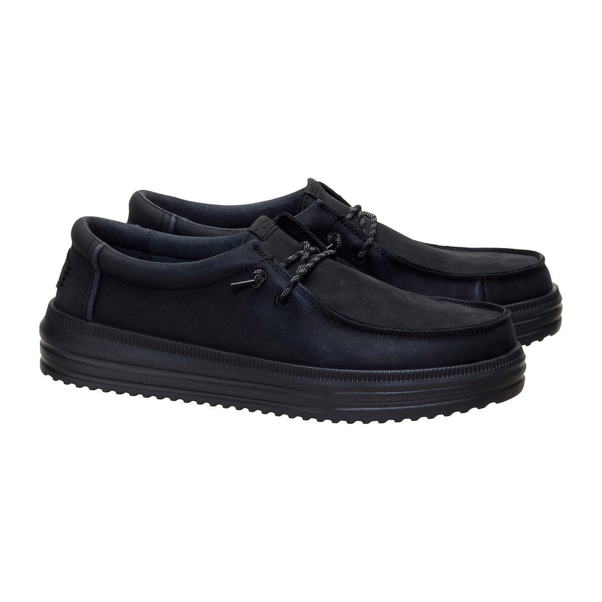 Sneakers Hey Dude REV Tumbled Leather Black, vista 2