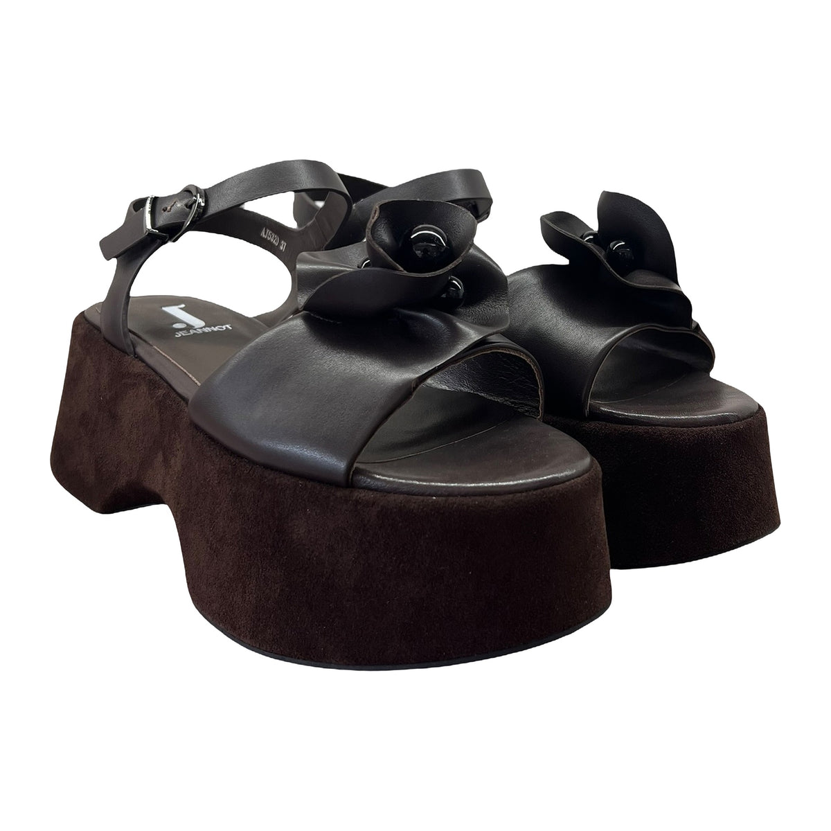 Sandali Jeannot Zeppa 6.5cm In Camoscio E Pelle Testa Di Moro, vista 2