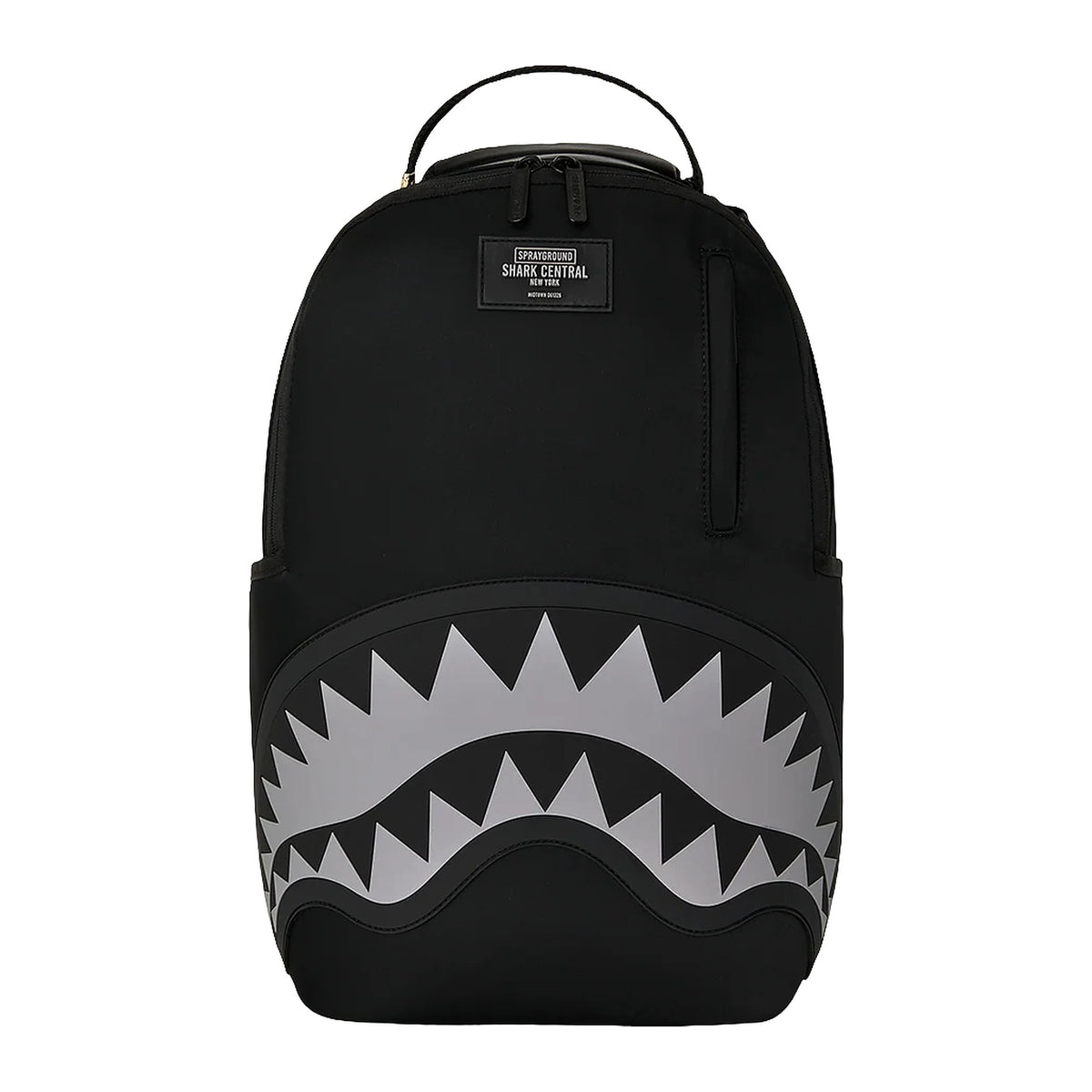Zaini Sprayground Shark Central Black Nylon Gray Embossed Backpack
