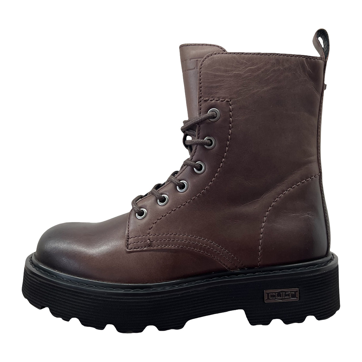 Anfibi Cult Donna In Pelle Marrone Con Suola Chunky